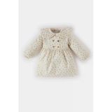 Defacto D9568 Bej Kız Bebek Çiçekli Uzun Kollu Twill Elbise