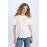 Defacto D9592 Beyaz Regular Fit Bisiklet Yaka Basic Düz Kısa Kollu Beyaz Tişört