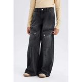 Defacto D9693 Denım Kız Çocuk Wide Leg Kargo Geniş Paça Pamuklu Pantolon