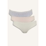 DeFacto Dantel Detaylı 3'lü Brazilian Külot, XL, F2190AX25AU, Gri-GR93, kadın