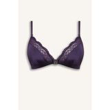 DeFacto Dantel Detaylı Saten Kapsız Pedsiz Balensiz Bralet, M, G1139AX26SP, Mor-PR289, Kadın