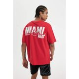 DeFacto DeFactoFit NBA Miami Heat Boxy Fit Bisiklet Yaka Kısa Kollu Tişört Kırmızı M