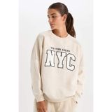 DeFacto DeFactoFit NBA New York Knicks Oversize Geniş Kalıp Bisiklet Yaka Kalın Sweatshirt D2429AX24AU