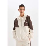 DeFacto DeFactoFit NBA Wordmark Oversize Geniş Kalıp Fermuarlı Dik Yaka Kalın Sweatshirt