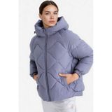 Defacto Defactofit Su İtici Oversize Fit Geniş Kalıp Kapüşonlu Fermuarlı Cepli Şişme Mont E9260ax25aupr492 Mor-pr492