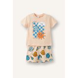 Defacto Desenli Kısa Kollu Üst Şort Alt 2li Pijama Takımı Erkek Bebek H5392a526hsog614 Turuncu-og614