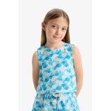 DeFacto Desenli Kolsuz Bluz Kız Çocuk, 11-12 Yaş, D7625A825SMBE349-218052, Mavi, Kız çocuk