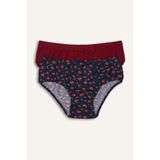 DeFacto Desenli Penye 2'li Slip Külot Erkek Çocuk, 5-6 Yaş, H5947A826SM, Lacivert-NV30, erkek-çocuk