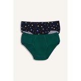 DeFacto Desenli Penye 2'li Slip Külot Erkek Çocuk, 7/8 Yaş (128cm), H5944A826SM, Lacivert, erkek-çocuk