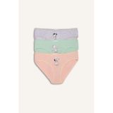 DeFacto Desenli Penye 3'lü Slip Külot Kız Çocuk, 3/4 Yaş (104 cm), H5945A826SM, Gri, Kız Çocuklar