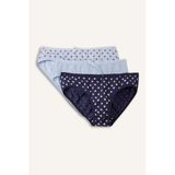 DeFacto Desenli Ribana 3'lü Slip Külot Kız Çocuk, 4-5 Yaş, H0812A826SP, Mavi-BE366, kız-çocuk