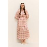 DeFacto Desenli Saten Maxi Elbise, 40, F2725AX25SMPN441-218052, Pembe, Kadın