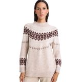 DeFacto Desenli Triko Kazak Tunik, M, G5887AX25WN, Bej-BG750, Kadın