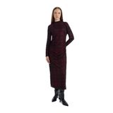 DeFacto Desenli Tül Maxi Elbise, L, E1959AX24WN, Bordo-BR115, Kadın