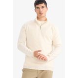 Defacto Dikişsiz Fermuarlı Triko Kazak, 2XL, F4620AX25WN, Ekru-ER139, Erkek, XXL