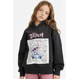 DeFacto Disney Lilo & Stitch Oversize Geniş Kalıp Kapüşonlu İçi Yumuşak Tüylü Sweatshirt Kız Çocuk G6348A825WN