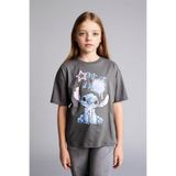 DeFacto Dısney Lılo & Stıtch Tişört Kız Çocuk Antrasit Kız Çocuk T-Shirt H0724A8/AR58