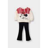 Defacto Disney Mickey & Minnie 2'li Takım Sweatshirt Tayt Kız Bebek, 12-18 Ay (86cm), Ekru