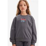 DeFacto Disney Mickey Mouse & Friends Oversize Geniş Kalıp Kapüşonlu Sırt Baskılı Sweatshirt Kız Çocuk, 7-8 Yaş, D4378A824WN, Antrasit-AR148, kız-çocuk