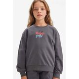 DeFacto Disney Mickey Mouse & Friends Oversize Geniş Kalıp Kapüşonlu Sırt Baskılı Sweatshirt Kız Çocuk, 9-10 Yaş, D4378A824WN, Antrasit-AR148, kız-çocuk