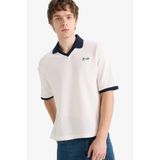 DeFacto Dokulu Boxy Fit Polo Tişört, S, F8352AX26SP, Ekru, Erkek