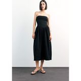 DeFacto Dokuma Straplez Midi Elbise F9716AX25SM - Siyah-BK81