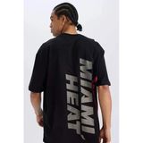 Defacto E0067 Siyah Defactofit Nba Miami Heat Oversize Geniş Kalıp Bisiklet Yaka Kısa Kollu Tişört