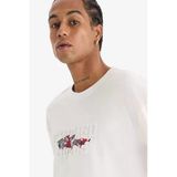 Defacto E0071 Ekru Defactofit Nba Chicago Bulls Oversize Geniş Kalıp Bisiklet Yaka Kısa Kollu Tişört