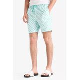 Defacto E0977 Yeşil Regular Fit Desenli File Astarlı Kısa Boy Deniz Şortu