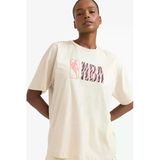 Defacto E3845 Bej Defactofit Nba Wordmark Oversize Geniş Kalıp Bisiklet Yaka Kısa Kollu Tişört