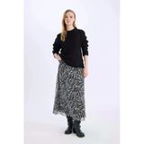 Defacto E3974 Siyah Flare Fit Zebra Desenli Yüksek Bel Tül Maxi Etek