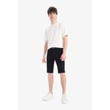 DeFacto E4009AX25SM E801GY106465 Siyah Erkek Slim Fit Dar Kesim Jean Bermuda Şort