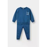 Defacto E8990a5be376 Mavi Erkek Bebek 2'Li Takım Baskılı Sweatshirt Eşofman Altı