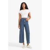 Defacto E9160axnm28 Mavi Culotte Yüksek Bel Crop Fit Crop Jean Kar Yıkamalı Pantolon