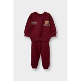 Defacto Erkek Bebek 2li Takım Ayı Baskılı Sweatshirt Eşofman Altı G5203a525wnbr285 Bordo-br285