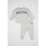Defacto Erkek Bebek 2'li Takım Baskılı Bisiklet Yaka Sweatshirt Jogger Eşofman Altı, 9-12 Ay, D0718A524AU, Gri-GR503, erkek-bebek, 9-12 Ay (80cm)