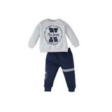 DeFacto Erkek Bebek 2'li Takım Bisiklet Yaka Baskılı Sweatshirt Beli Lastikli Eşofman Altı Lacivert 12-18 Ay