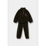 DeFacto Erkek Bebek 2li Takım Nakışlı Polar Dik Yaka Düğmeli Sweatshirt Eşofman Altı F7603A525WN