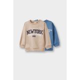 DeFacto Erkek Bebek Bisiklet Yaka Baskılı İçi Yumuşak Tüylü 2li Sweatshirt F3463A525WN