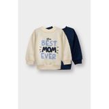 Defacto Erkek Bebek Bisiklet Yaka Baskılı İçi Yumuşak Tüylü 2li Sweatshirt G4283a525wner118 Ekru-er118