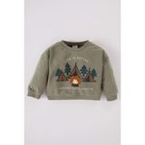 DeFacto Erkek Bebek Bisiklet Yaka Doğa Baskılı İçi Yumuşak Tüylü Sweatshirt D5642A524WN