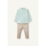 Defacto Erkek Bebek Poplin 2li Takım Çizgili Gömlek Pantolon G7103a526spgn391 Yeşil-gn391