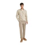 DeFacto Erkek Bej Melanj Beli Lastikli Cepli Duble Paça Gabardin Jogger Pantolon 30