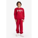 Defacto Erkek Çocuk 2li Takım Baskılı Sweatshirt Eşofman Altı G5644a825cwbr244 Kırmızı-br244