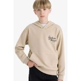 Defacto Erkek Çocuk Baskılı Kapüşonlu İçi Yumuşak Tüylü Okul Sweatshirt E9582a825aubg737 Bej