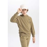 Defacto Erkek Çocuk Baskılı Kapüşonlu Sweatshirt, 9-10 Yaş, B8995A823CW, Haki-KH462, erkek-çocuk, 9/10 Yaş (140cm)