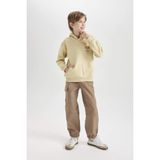 DeFacto Erkek Çocuk Beli ve Paçası Lastikli Kargo Cepli Pelüş Polar Astarlı Jogger Pantolon, 13-14 Yaş, D3460A824WN, Bej-BG315, Erkek Çocuklar