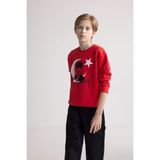 DeFacto Erkek Çocuk Bisiklet Yaka Atatürk Baskılı Kırmızı Sweatshirt D8199A824WN
