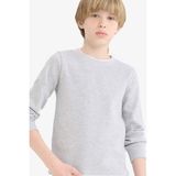 DeFacto Erkek Çocuk Bisiklet Yaka Basic Düz Waffle Uzun Kollu Okul Tişörtü V1186A625AU - Gri-GR210 - 8 - 9 Yaş