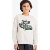 DeFacto Erkek Çocuk Bisiklet Yaka Baskılı İçi Yumuşak Tüylü Sweatshirt G5543A825CW - Gri-GR492 - 7 - 8 Yaş